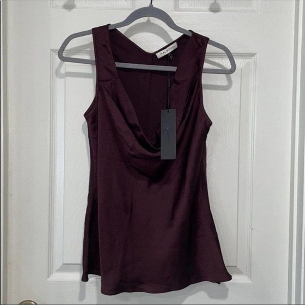 HALSTON Womens Size 6 ASYMMETRIC COWL SATIN TOP - Picture 5 of 11